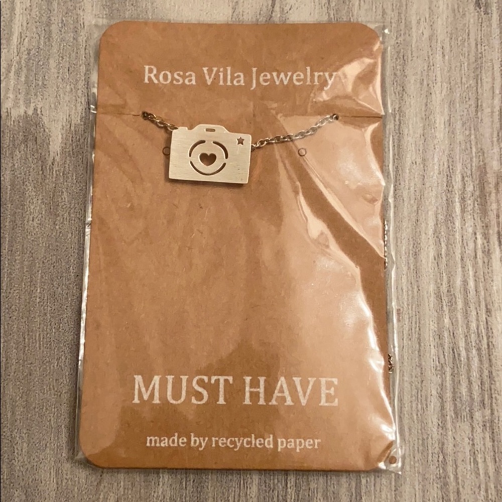 Silver camera necklace